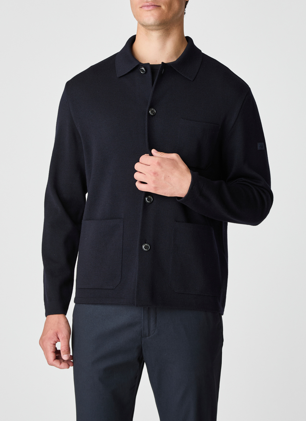 Strickjacke Knopf 1/1 Arm, Navy Frontansicht