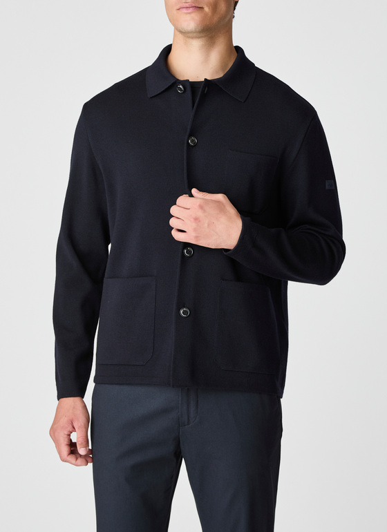 Strickjacke Knopf 1/1 Arm Navy Frontansicht