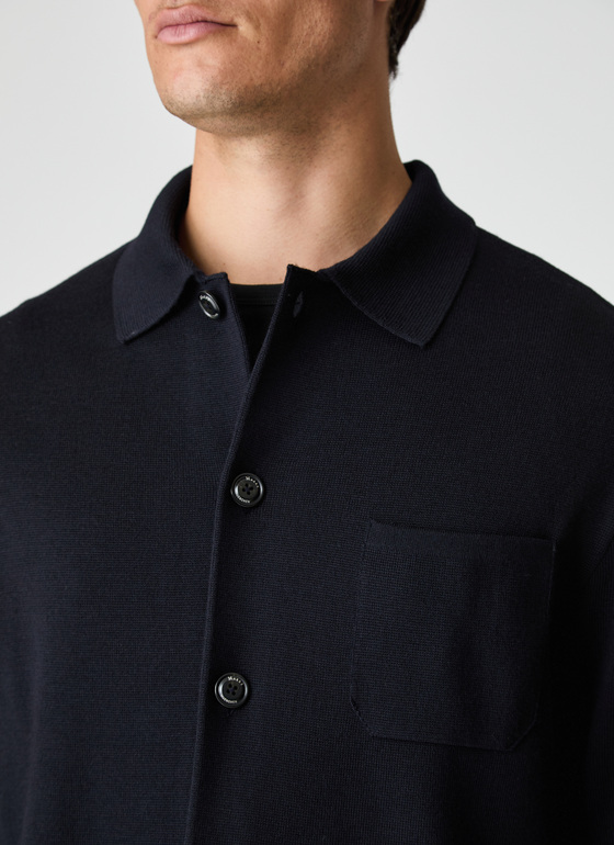 Strickjacke Knopf 1/1 Arm Navy Frontansicht