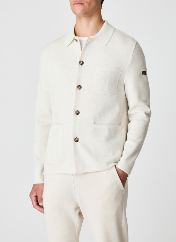 Strickjacke Knopf 1/1 Arm Off White Frontansicht