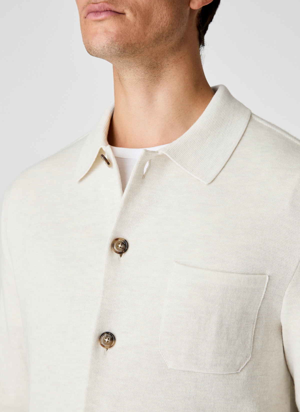 Strickjacke Knopf 1/1 Arm, Off White Detailansicht 2