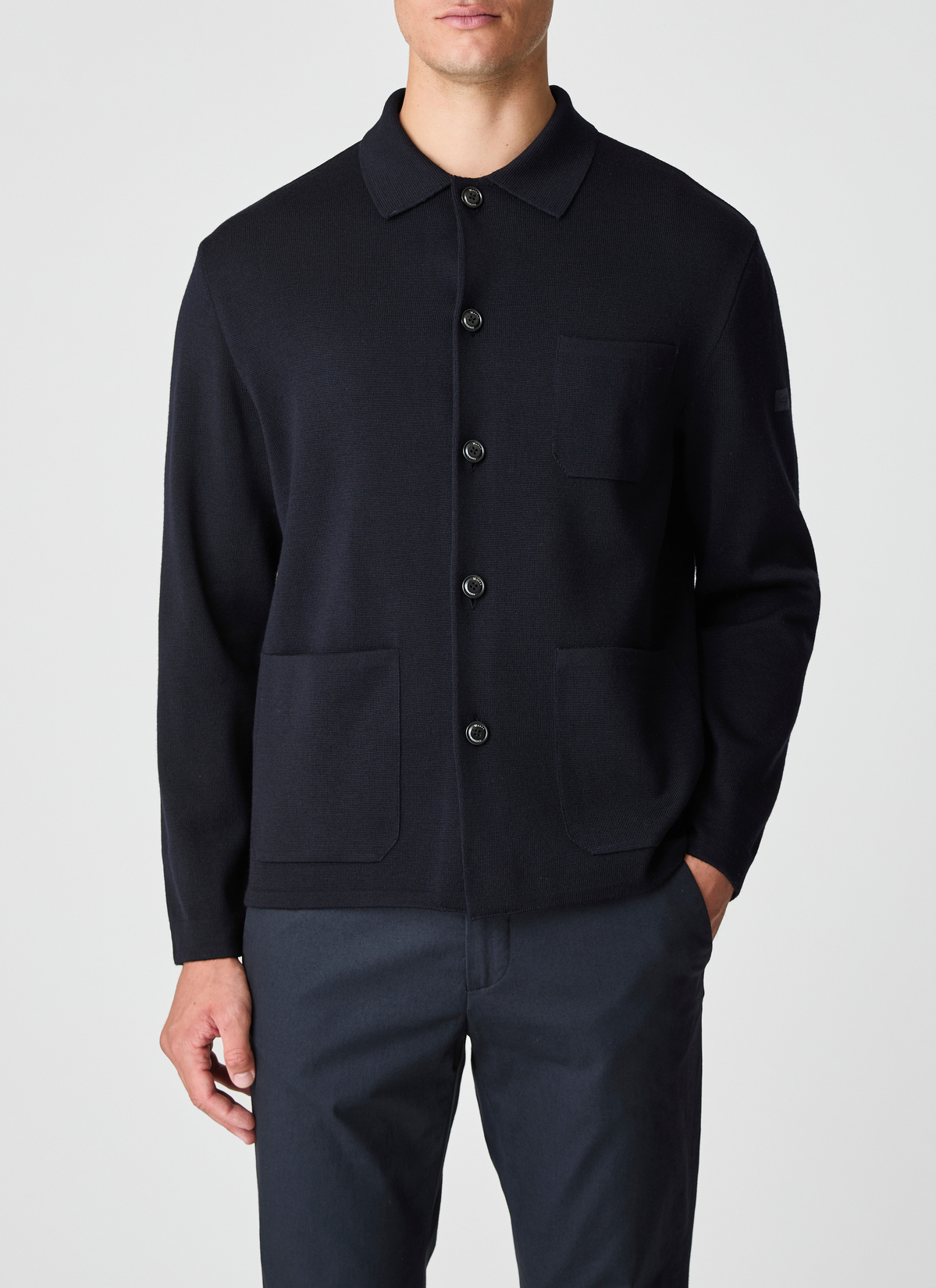 Strickjacke Knopf 1/1 Arm, Navy Detailansicht 1
