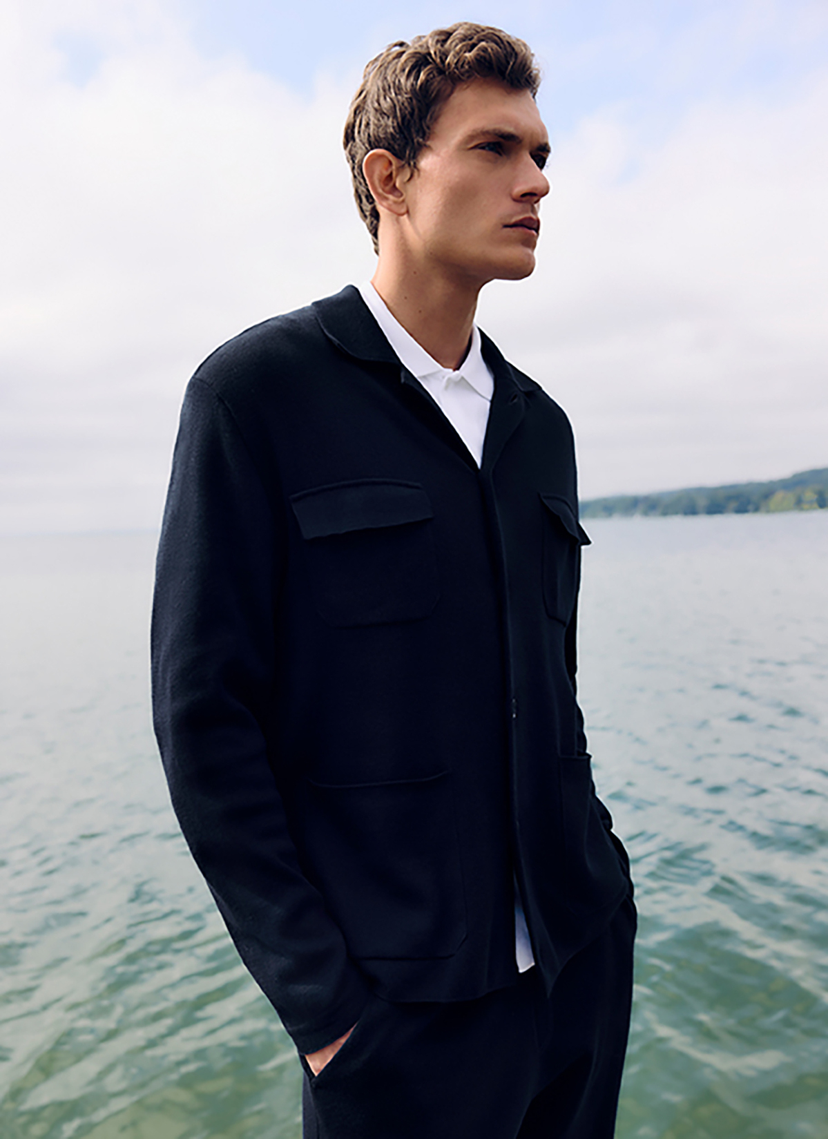Strick Blazer, Navy Frontansicht