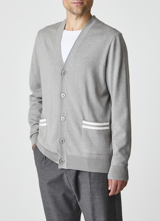Cardigan  1/1 Arm Mercury Grey Frontansicht
