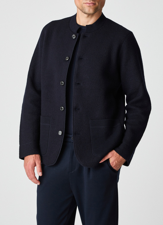 Strickjacke Knopf 1/1 Arm Navy Frontansicht
