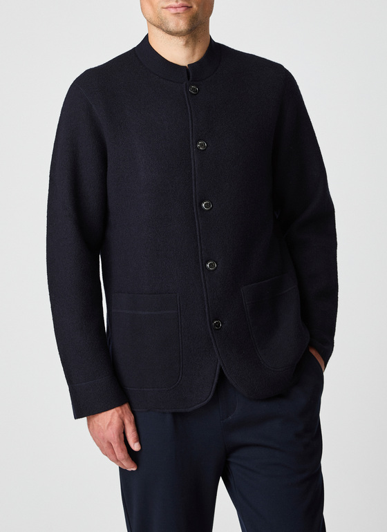 Strickjacke Knopf 1/1 Arm Navy Frontansicht