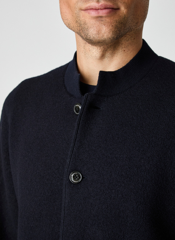 Strickjacke Knopf 1/1 Arm Navy Frontansicht
