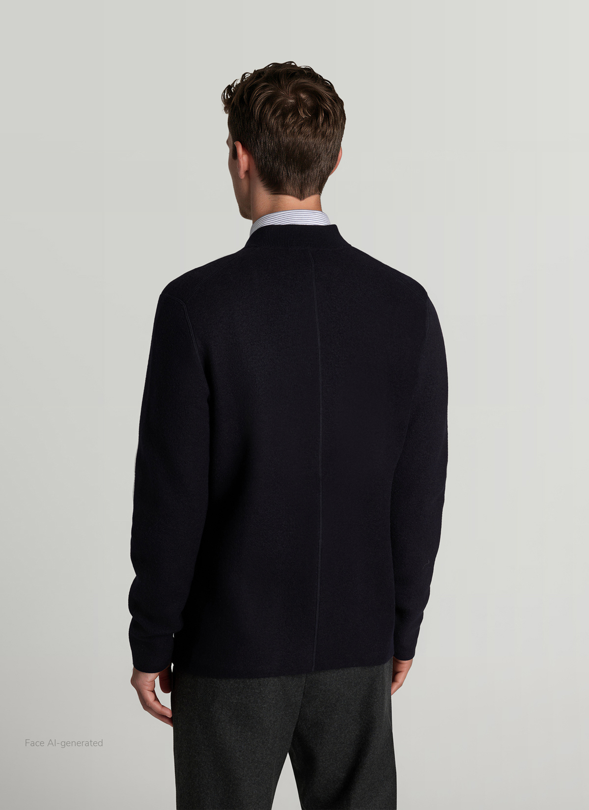 Strickjacke Knopf 1/1 Arm, Navy Rückansicht