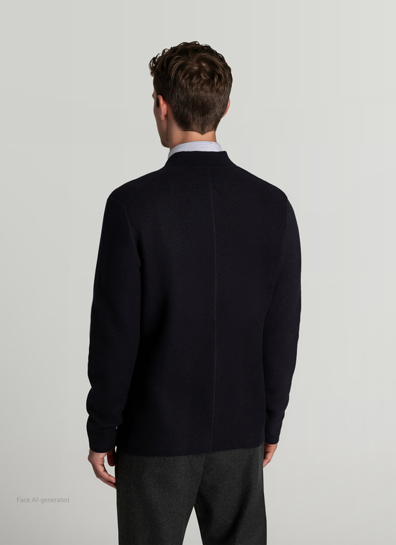 Strickjacke Knopf 1/1 Arm Navy Frontansicht