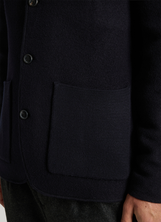 Strickjacke Knopf 1/1 Arm Navy Frontansicht