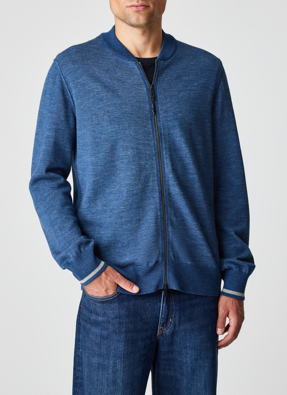 Strickjacke mit Kapuze 1/1 Arm Deep Sea Frontansicht