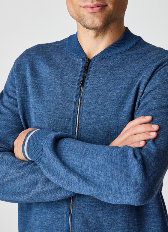 Strickjacke mit Kapuze 1/1 Arm Deep Sea Frontansicht