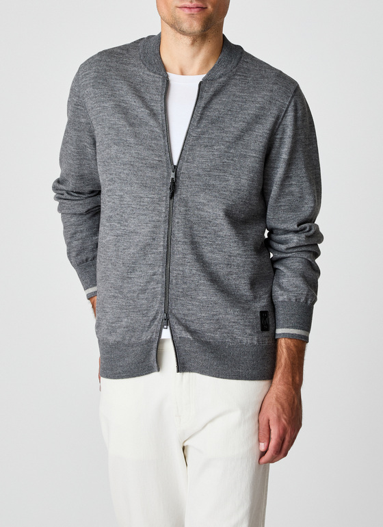 Strickjacke mit Kapuze 1/1 Arm Smoky Grey Frontansicht