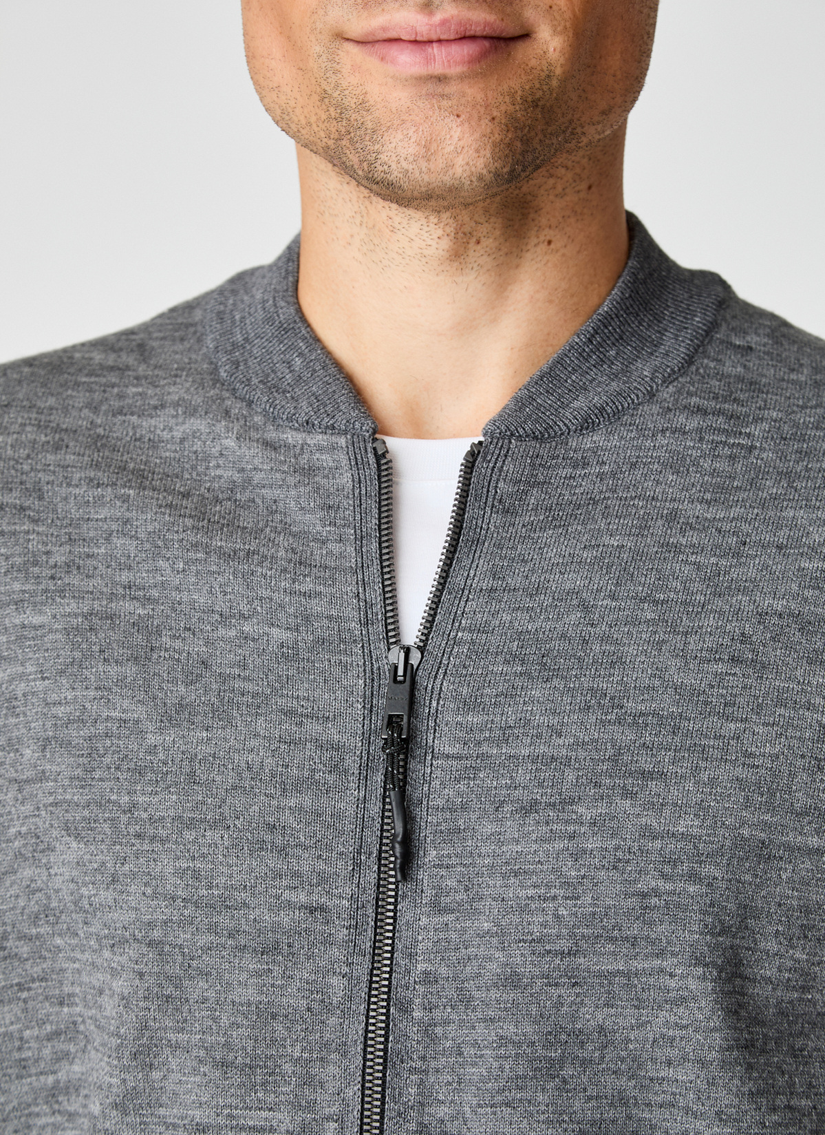 Strickjacke mit Kapuze 1/1 Arm, Smoky Grey Detailansicht 2