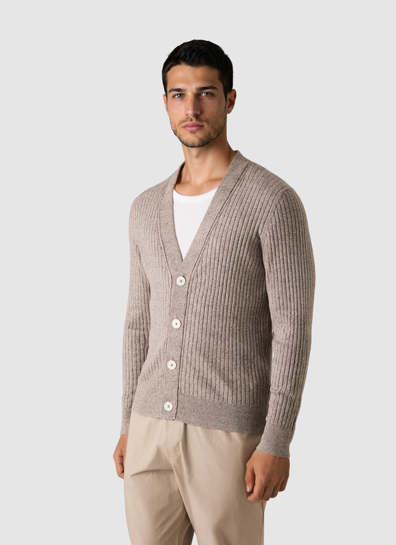 Strickjacke Knopf 1/1 Arm Pale Brown Frontansicht