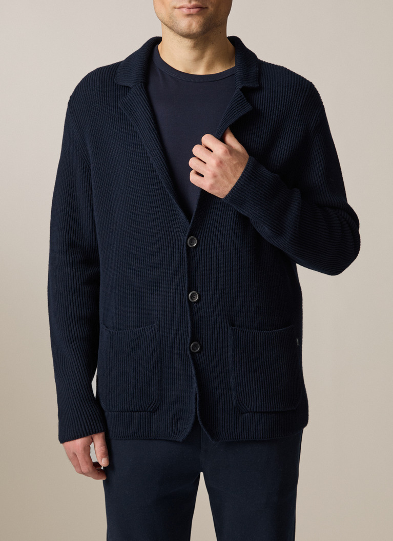 Strick Blazer, Navy Frontansicht