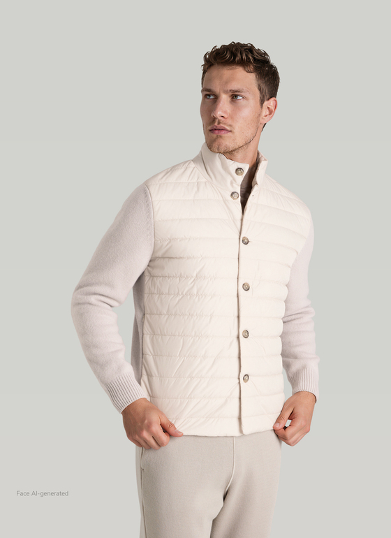 Strickjacke Knopf 1/1 Arm Autumn Stone Frontansicht