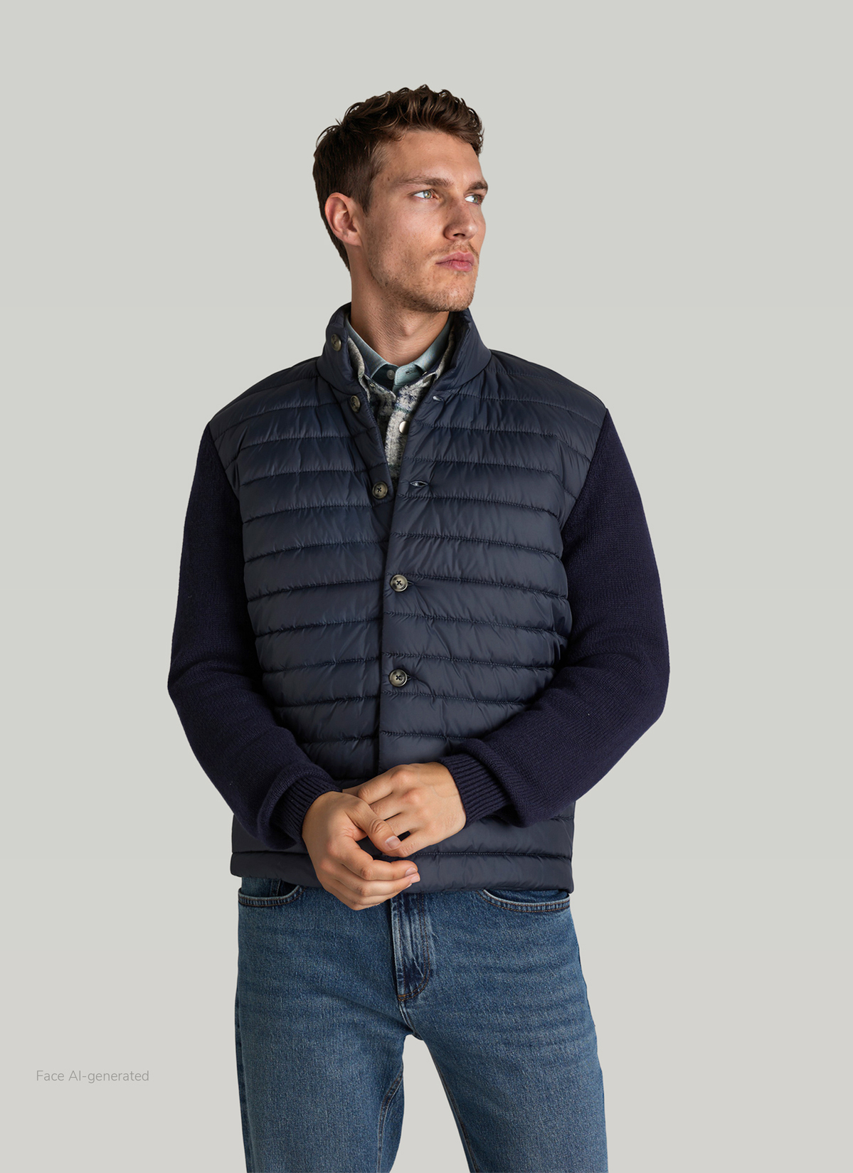 Strickjacke Knopf 1/1 Arm, Navy Frontansicht