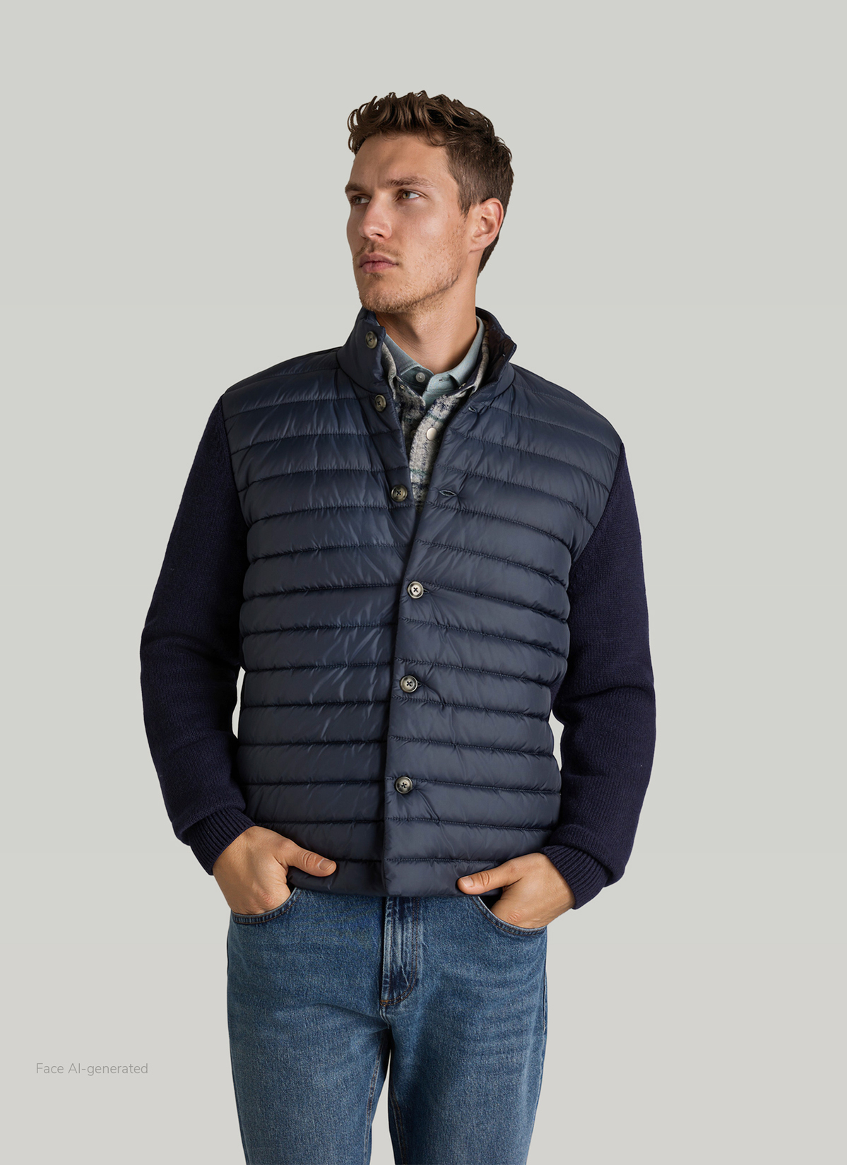 Strickjacke Knopf 1/1 Arm, Navy Detailansicht 2