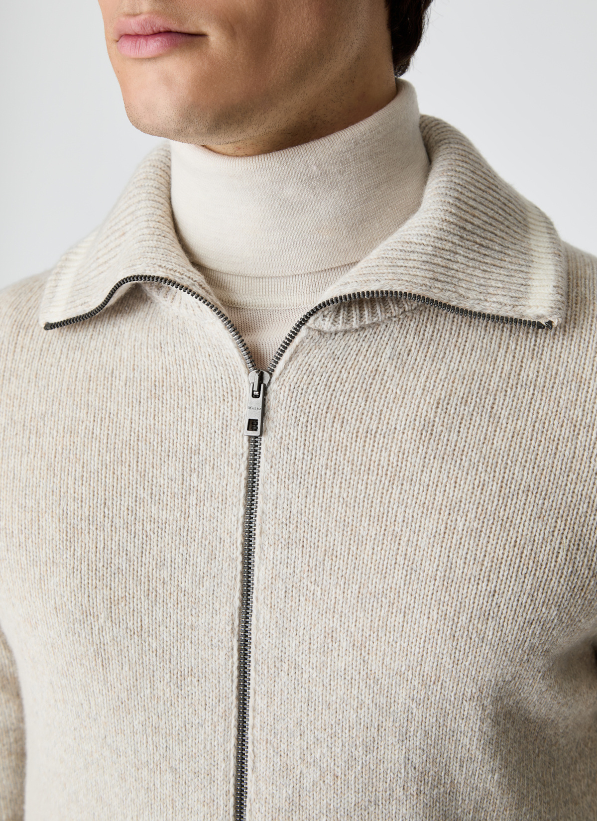 Strickjacke Zip 1/1 Arm, Gravel Path Detailansicht 2