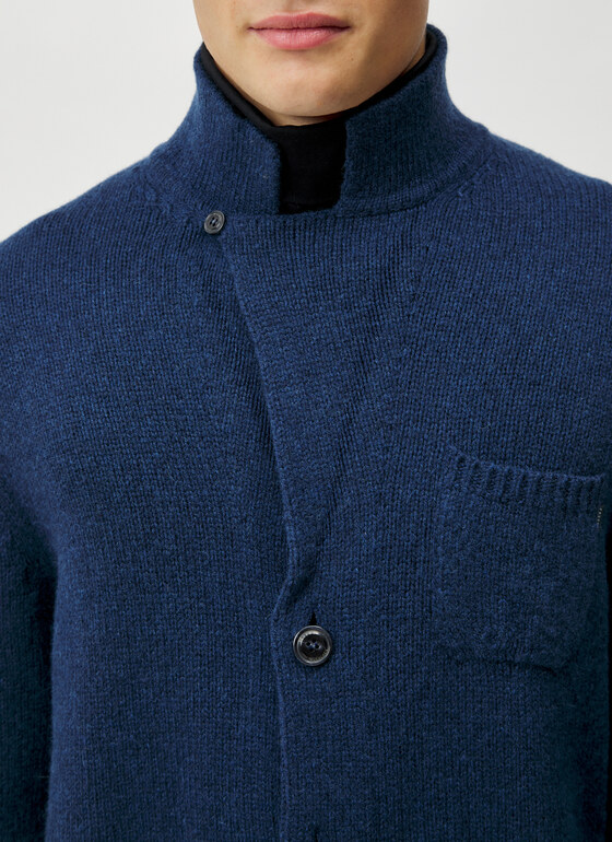 Strickjacke Knopf 1/1 Arm Dusk Blue Frontansicht