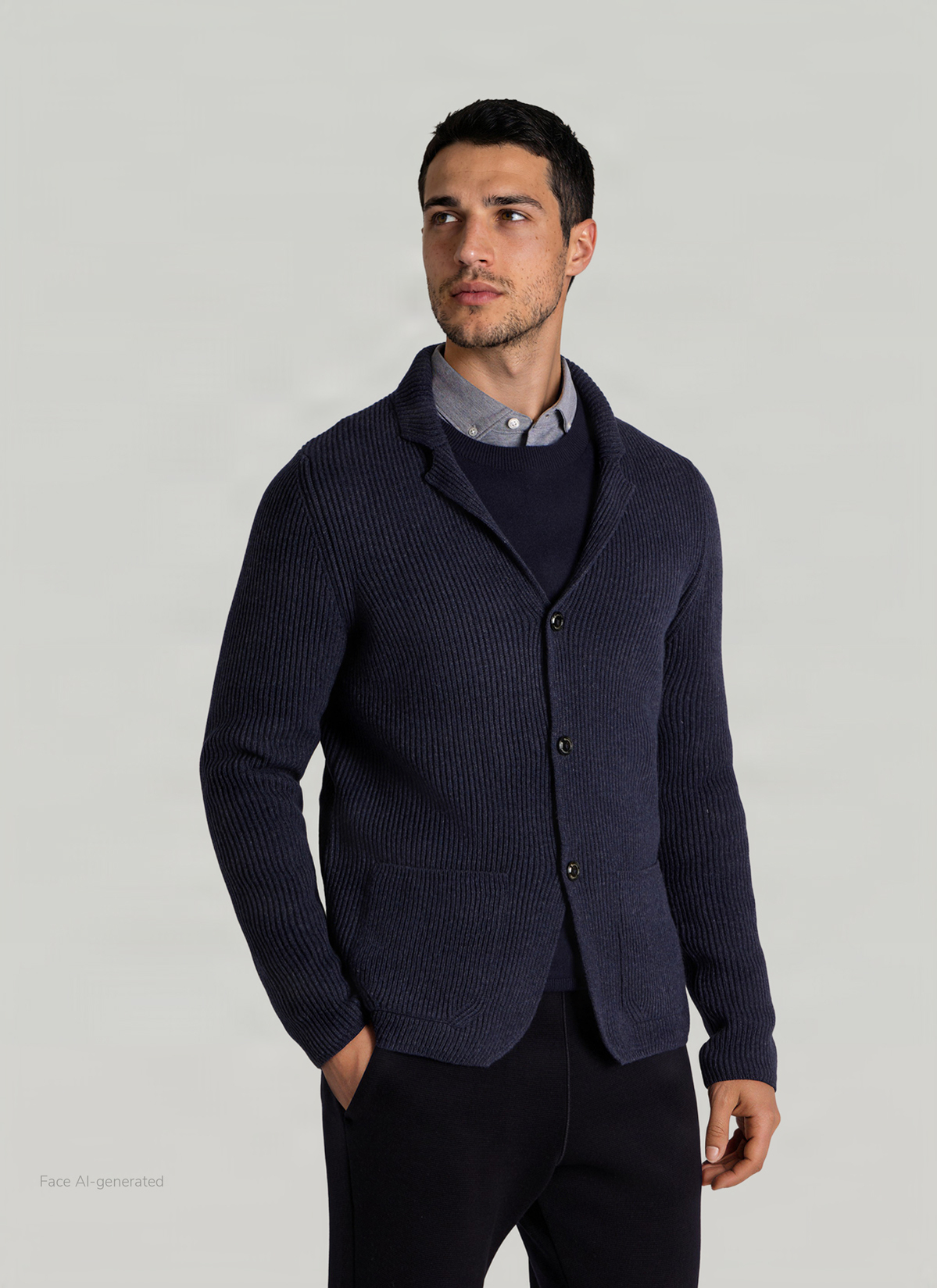 Strick Blazer, Midnight Blue Frontansicht