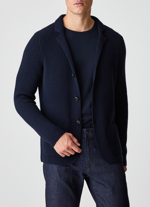 Strick Blazer, Navy Frontansicht