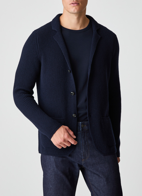 Strick Blazer Navy Frontansicht
