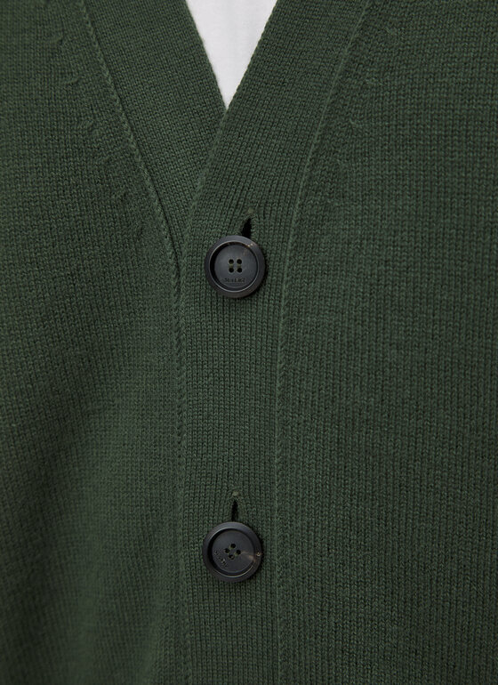 Strick Cardigan 1/1 Arm Dark Green Frontansicht