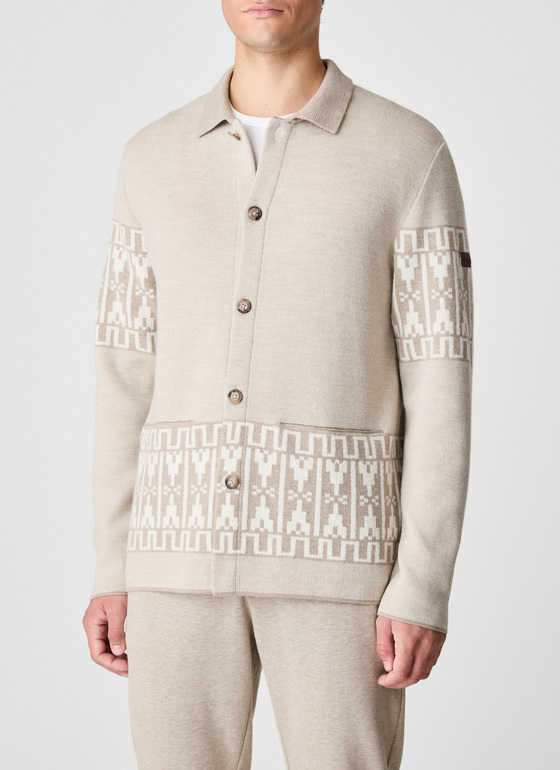 Strickjacke Knopf 1/1 Arm Iced Latte Frontansicht