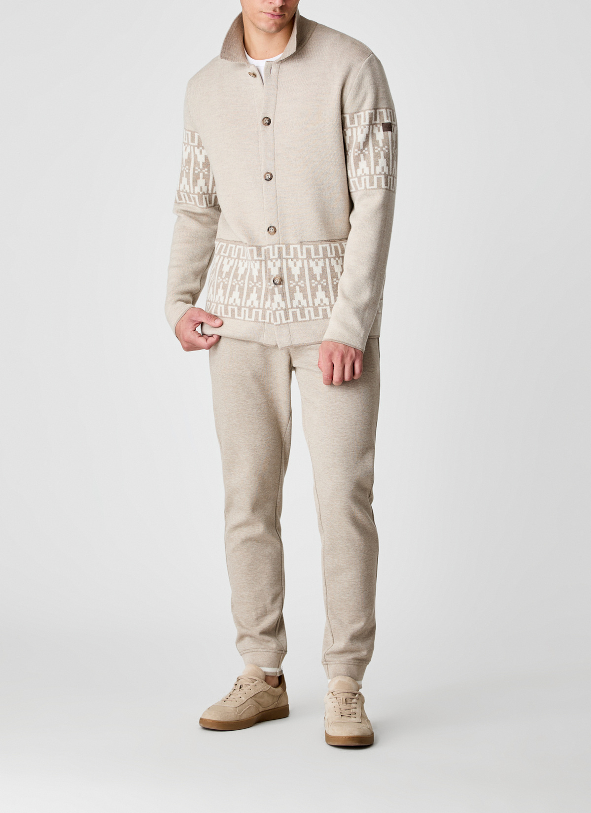 Strickjacke Knopf 1/1 Arm, Iced Latte Detailansicht 1