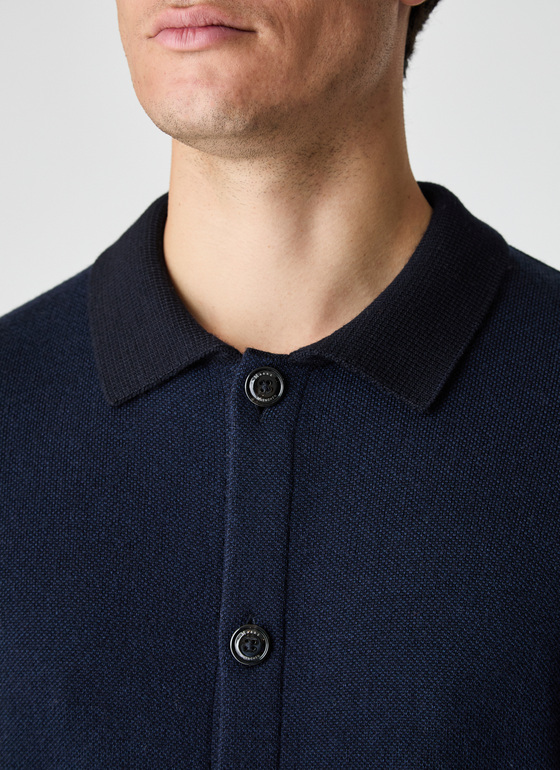 Strickjacke Knopf 1/1 Arm Deep Sea Frontansicht