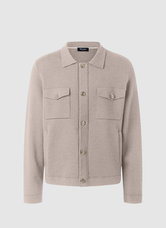 Strickjacke Knopf 1/1 Arm Iced Latte Frontansicht