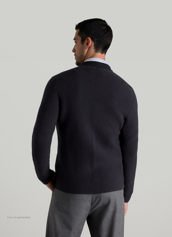 Strickjacke Knopf 1/1 Arm Navy Frontansicht