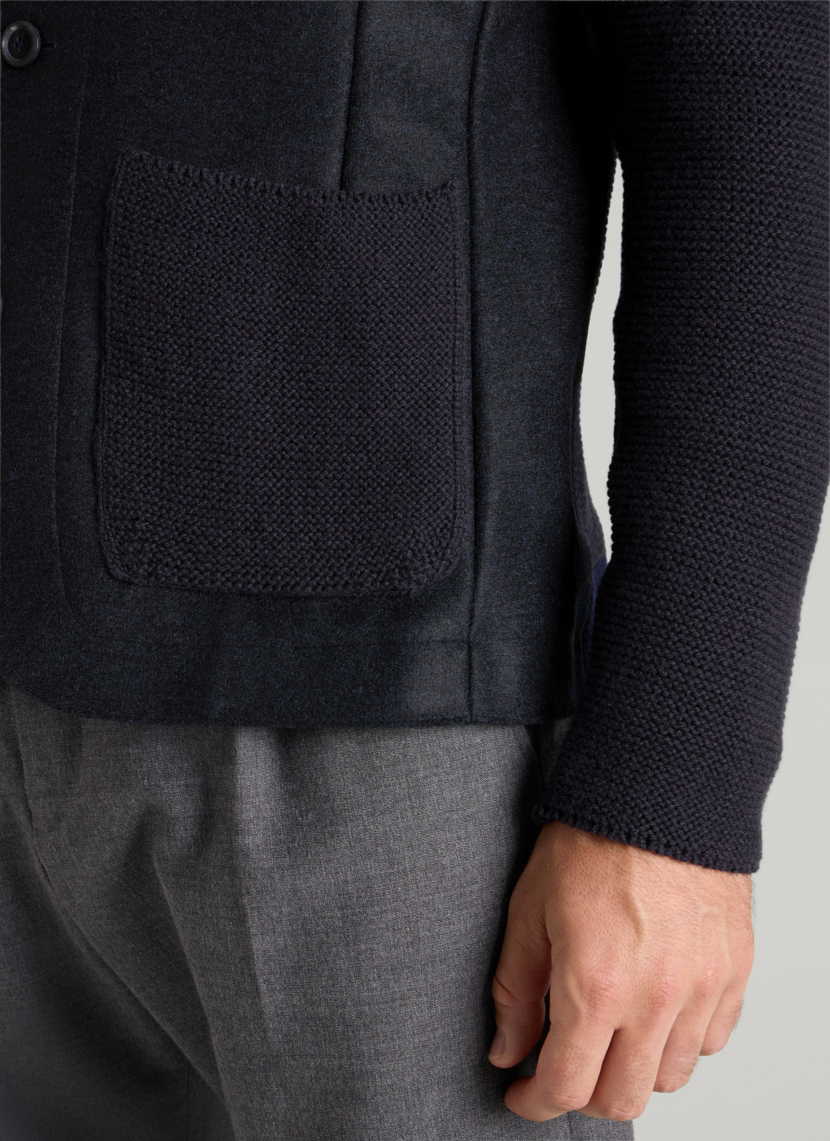 Strickjacke Knopf 1/1 Arm, Navy Detailansicht 1