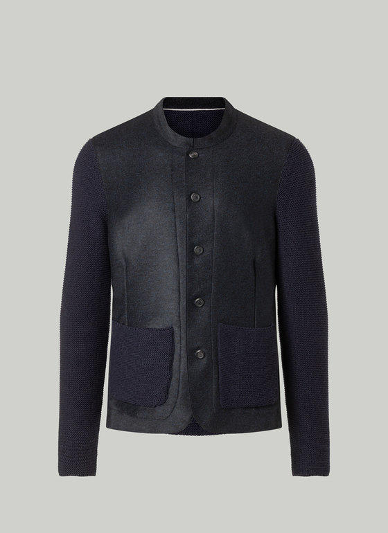Strickjacke Knopf 1/1 Arm Navy Frontansicht