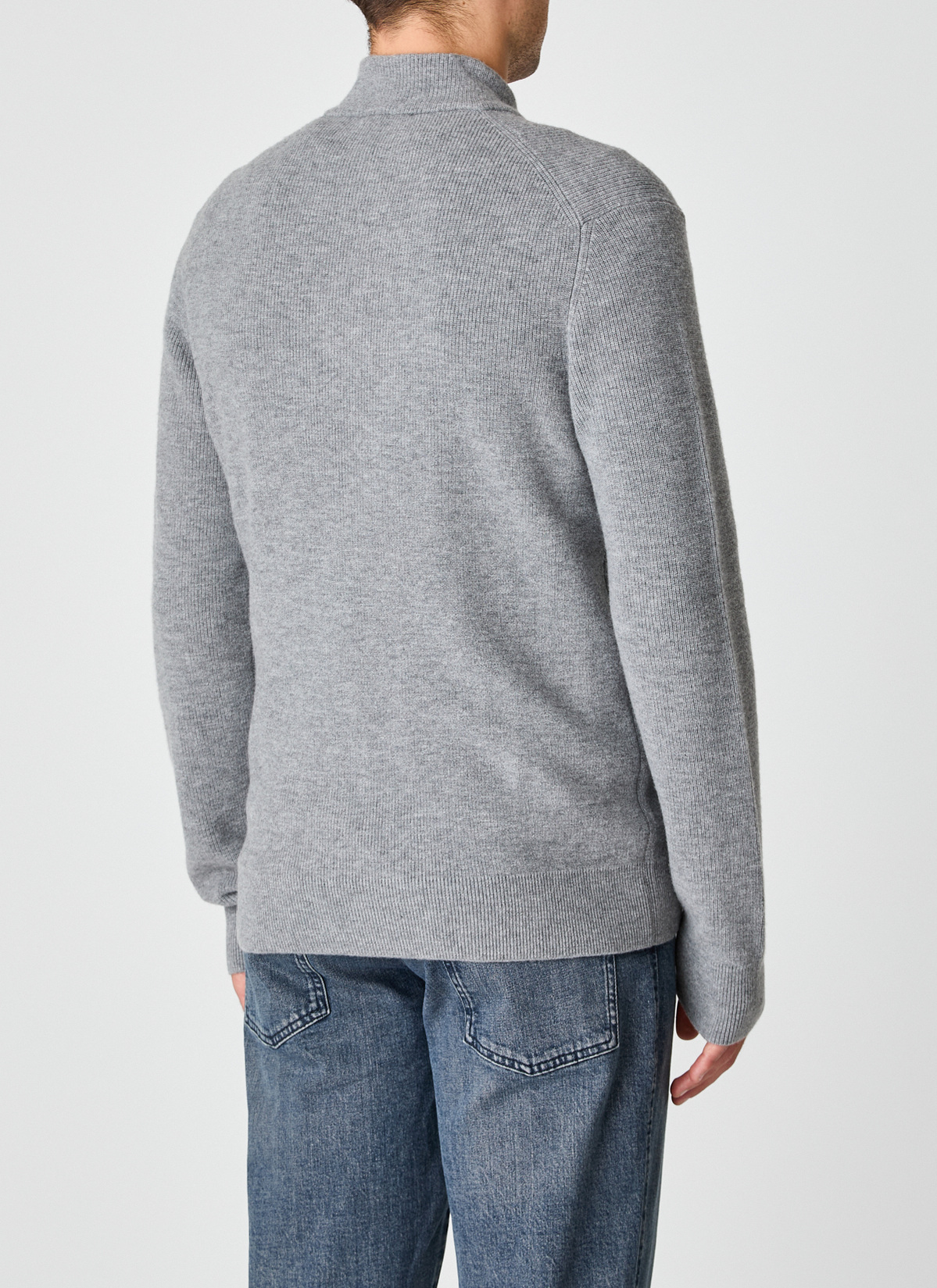 Strickjacke Zip 1/1 Arm, Smoky Grey Rückansicht