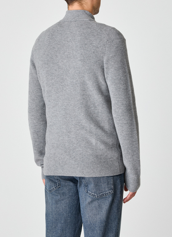 Strickjacke Zip 1/1 Arm Smoky Grey Frontansicht