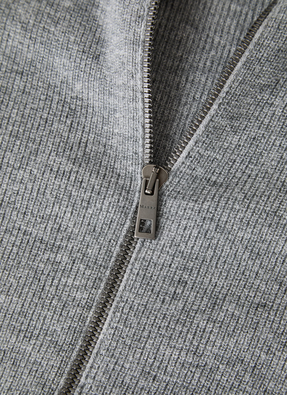 Strickjacke Zip 1/1 Arm Smoky Grey Frontansicht
