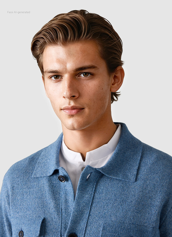 Strickjacke Knopf 1/1 Arm Midnight Sail Frontansicht