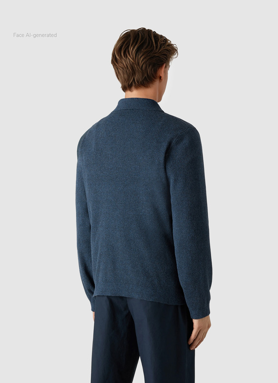 Strickjacke Knopf 1/1 Arm Dawn Blue Frontansicht