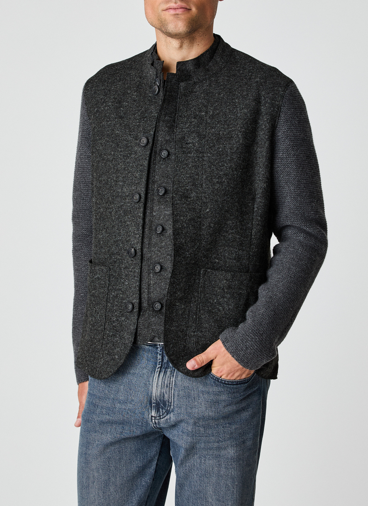 Strick Blazer, Dark Grey Melange Detailansicht 1