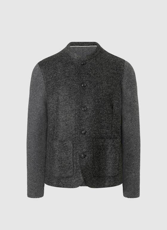 Strick Blazer Dark Grey Melange Frontansicht