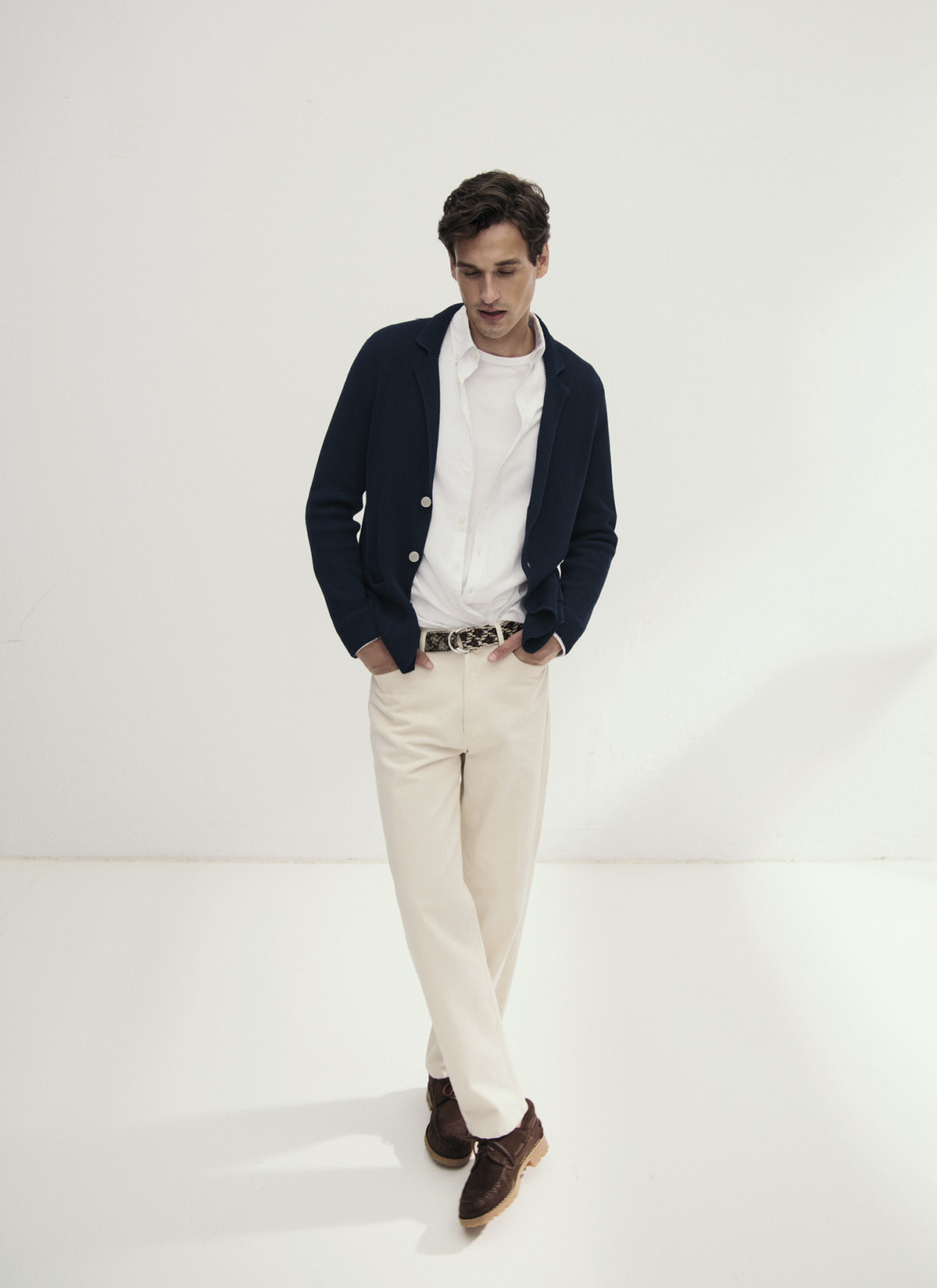 Strickjacke Knopf 1/1 Arm, Navy Frontansicht