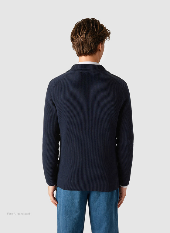 Strickjacke Knopf 1/1 Arm Navy Frontansicht