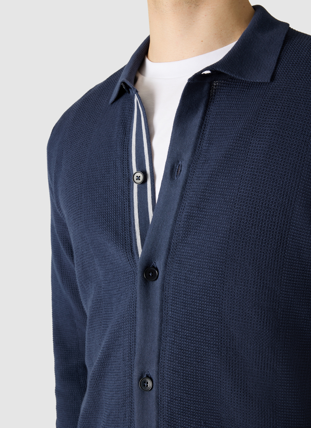 Strickjacke Knopf 1/1 Arm, Dawn Blue Detailansicht 1