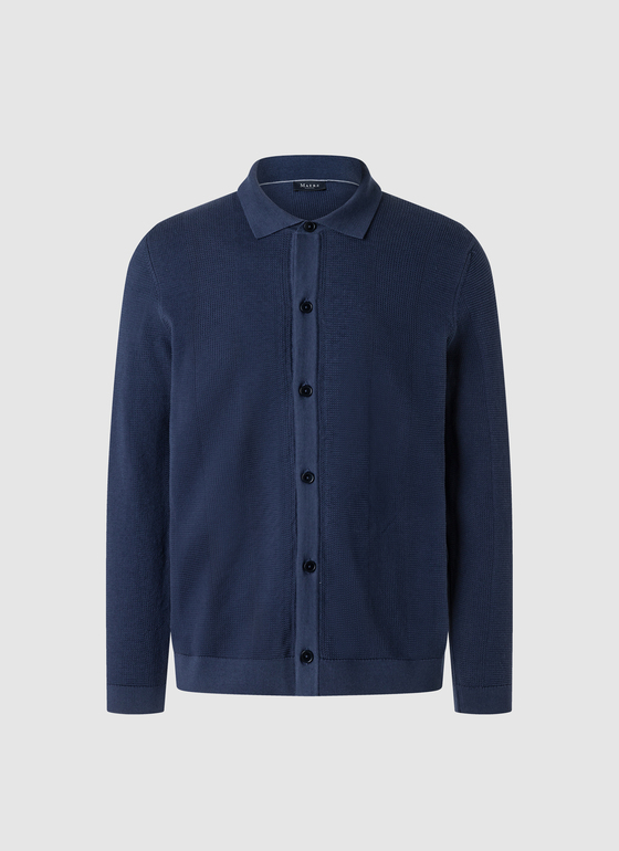 Strickjacke Knopf 1/1 Arm Dawn Blue Frontansicht