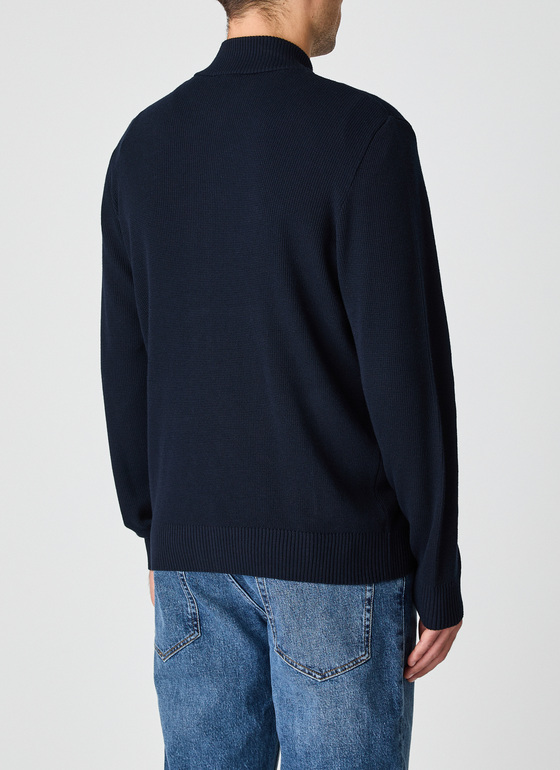 Strickjacke Zip 1/1 Arm Navy Frontansicht