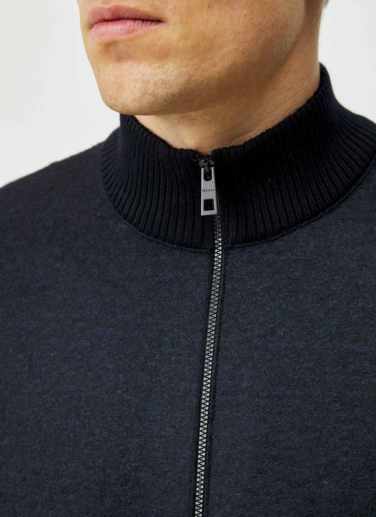 Strickjacke Zip 1/1 Arm, Navy Detailansicht 2