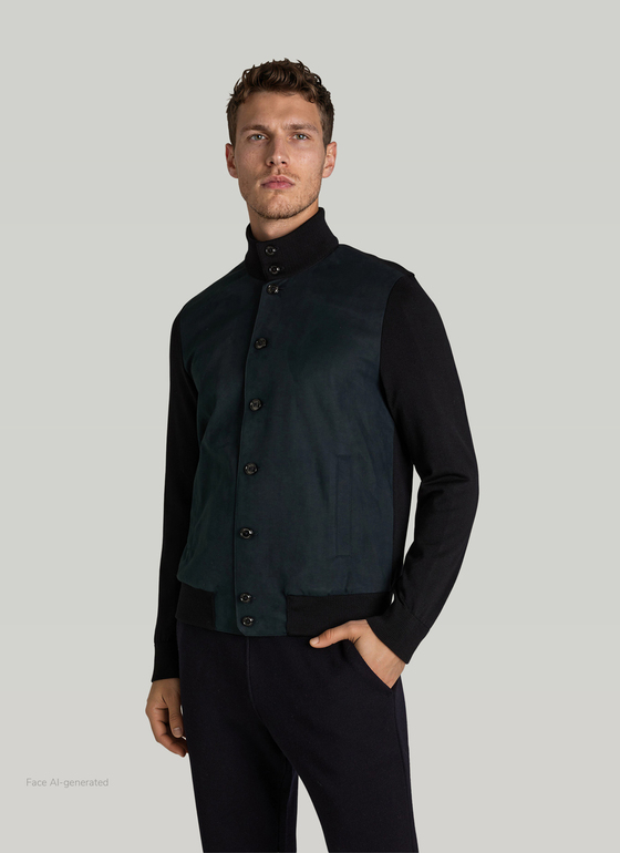 Strickjacke Knopf 1/1 Arm Navy Frontansicht